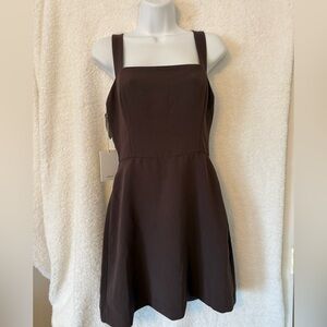 Aritzia Brown Square Neck Mini Dress